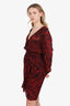 Ba&sh Red & Black Printed Midi Dress Size S