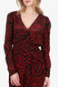 Ba&sh Red & Black Printed Midi Dress Size S