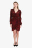 Ba&sh Red & Black Printed Midi Dress Size S