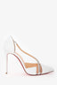 Christian Louboutin White Leather 'Spike Cross 100' Heels Size 38