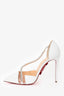 Christian Louboutin White Leather 'Spike Cross 100' Heels Size 38