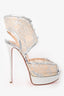 Christian Louboutin Silver 'Jose Altafine 150' Lace Up Heels Size 38