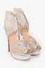 Christian Louboutin Silver 'Jose Altafine 150' Lace Up Heels Size 38