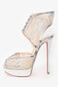 Christian Louboutin Silver 'Jose Altafine 150' Lace Up Heels Size 38