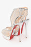 Christian Louboutin Silver 'Jose Altafine 150' Lace Up Heels Size 38