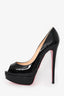Christian Louboutin Black Patent 'Lady Peep 150' Heels Size 38