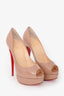 Christian Louboutin Nude Patent 'Lady Peep 150' Heels Size 38.5