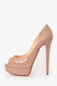 Christian Louboutin Nude Patent 'Lady Peep 150' Heels Size 38.5