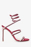 Rene Caovilla Burgundy Leather/Silk Wrap Heels Size 38