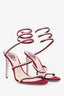 Rene Caovilla Burgundy Leather/Silk Wrap Heels Size 38