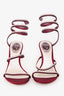 Rene Caovilla Burgundy Leather/Silk Wrap Heels Size 38