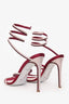 Rene Caovilla Burgundy Leather/Silk Wrap Heels Size 38
