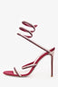 Rene Caovilla Burgundy Leather/Silk Wrap Heels Size 38