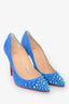 Christian Louboutin Blue Suede Leather Spiky Shell 100 Heels Size 37.5