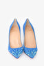 Christian Louboutin Blue Suede Leather Spiky Shell 100 Heels Size 37.5