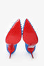 Christian Louboutin Blue Suede Leather Spiky Shell 100 Heels Size 37.5