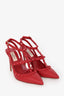 Valentino Red Leather Rockstud Cage Heels Size 37