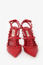 Valentino Red Leather Rockstud Cage Heels Size 37