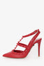 Valentino Red Leather Rockstud Cage Heels Size 37