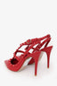 Valentino Red Leather Rockstud Cage Heels Size 37