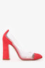 Aquazzura Red Suede Leather/PVC Optic 105 Heels Size 37.5