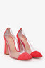 Aquazzura Red Suede Leather/PVC Optic 105 Heels Size 37.5