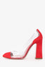 Aquazzura Red Suede Leather/PVC Optic 105 Heels Size 37.5
