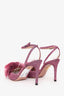 Aquazurra Pink Glittered Pom Pom Slingback Heels Size 37