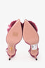 Aquazurra Pink Glittered Pom Pom Slingback Heels Size 37