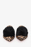 Aquazurra Brown/Black Leopard Print Pom Pom Mules Size 37.5
