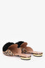 Aquazurra Brown/Black Leopard Print Pom Pom Mules Size 37.5
