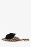 Aquazurra Brown/Black Leopard Print Pom Pom Mules Size 37.5