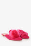 Aquazurra Pink Suede Leather Pom Pom Mules Size 38
