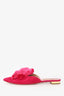 Aquazurra Pink Suede Leather Pom Pom Mules Size 38
