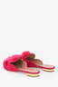 Aquazurra Pink Suede Leather Pom Pom Mules Size 38