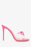Gianvito Rossi Pink Leather/PVC Lace-Up Detail Sandals Size 37.5