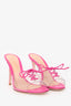 Gianvito Rossi Pink Leather/PVC Lace-Up Detail Sandals Size 37.5