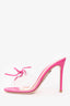 Gianvito Rossi Pink Leather/PVC Lace-Up Detail Sandals Size 37.5
