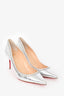 Christian Louboutin Silver Metallic Leather Anjalina 85 Heels Size 38