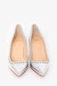 Christian Louboutin Silver Metallic Leather Anjalina 85 Heels Size 38