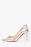 Christian Louboutin Silver Metallic Leather Anjalina 85 Heels Size 38