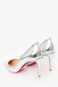 Christian Louboutin Silver Metallic Leather Anjalina 85 Heels Size 38