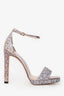 Jimmy Choo Copper Leather Glitter Platform Sandals Size 37.5