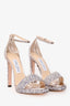 Jimmy Choo Copper Leather Glitter Platform Sandals Size 37.5