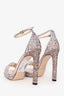 Jimmy Choo Copper Leather Glitter Platform Sandals Size 37.5