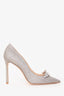 Jimmy Choo Silver Glittered Crystal Embellished Romy 100 Heels Size 38