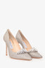 Jimmy Choo Silver Glittered Crystal Embellished Romy 100 Heels Size 38