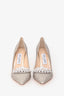 Jimmy Choo Silver Glittered Crystal Embellished Romy 100 Heels Size 38