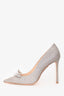 Jimmy Choo Silver Glittered Crystal Embellished Romy 100 Heels Size 38