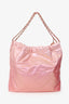 Pre-Loved Chanel™ Pink Iridescent Lambskin Large 22 Shoulder Bag With Pouch